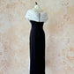 Black and white classic retro elegant Hepburn style with camellia on the waist long left lower skirt small slit slim fit satin tulle ball gown evening gown adult dress birthday gown ball gown nv4095