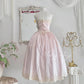 Pink princess exquisite little pearl embellished dress satin A-line floral lace long coming-of-age ceremony birthday sweet little princess prom dress evening dress coming-of-age ceremony birthday dress prom dress nv4084
