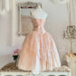 Peach orange tube top elegant exquisite lace princess dress medium length/short prom dress evening dress adult dress birthday dress prom dress nv4096