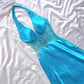 Blue exquisite beaded elegant long satin prom dress evening gown nv5238