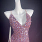 A rose pink, pearl-embellished, elegant, slim-fitting retro short homecoming dress for a party or dinner nv5225