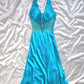 Blue exquisite beaded elegant long satin prom dress evening gown nv5238