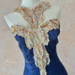 Blue Retro Elegant Halter Neck Exquisite Sequins Pearl Tassel Long Slim Sexy Prom Dress Evening Dress Adult Ceremony Dress Birthday Dress Prom Dress nv4098