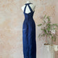 Blue Retro Elegant Halter Neck Exquisite Sequins Pearl Tassel Long Slim Sexy Prom Dress Evening Dress Adult Ceremony Dress Birthday Dress Prom Dress nv4098