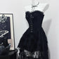 Black Vintage Elegant Delicate Lace Long Homecoming Dress Prom Dress Evening Dress Birthday Party Dress Prom Dress nv4048