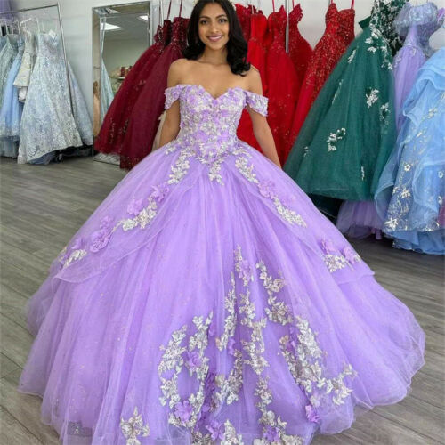 Ball Gowns Quinceanera Dresses Princess Beaded Sequin Appliques Lace Prom Gowns nv34