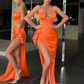 Amazing Orange Sweetheart Mermaid evening Dress Long With Split nv19
