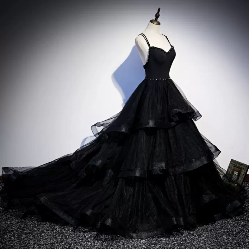 Black Tulle  Long  prom dress evening dress nv54