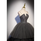 Gray tulle Long  prom dress evening dress nv69
