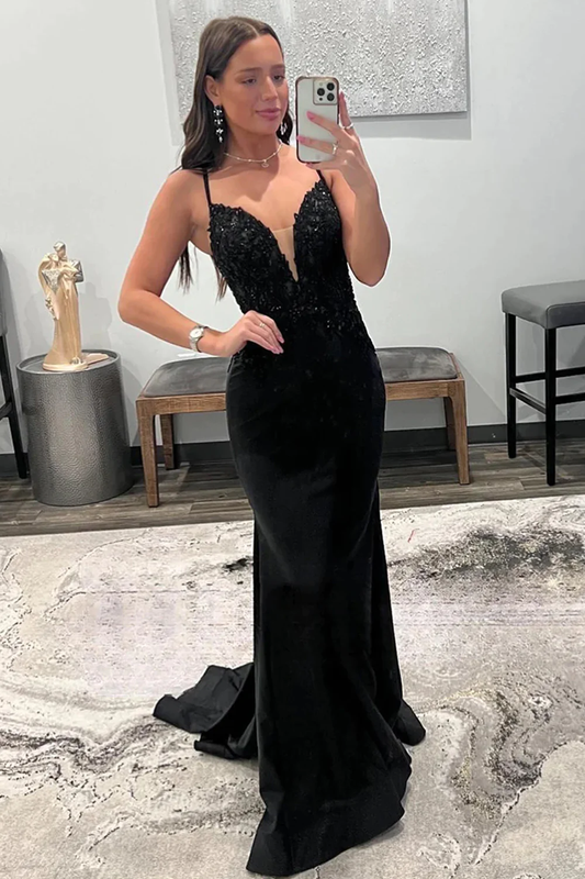 Sparkly Black Mermaid Long Prom Dress with Sequins nv660