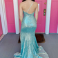 One Shoulder Sequins Mermaid Prom Dress with Slit nv694
