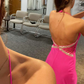 Beading Hot Pink Halter Prom Dress with Slit nv680