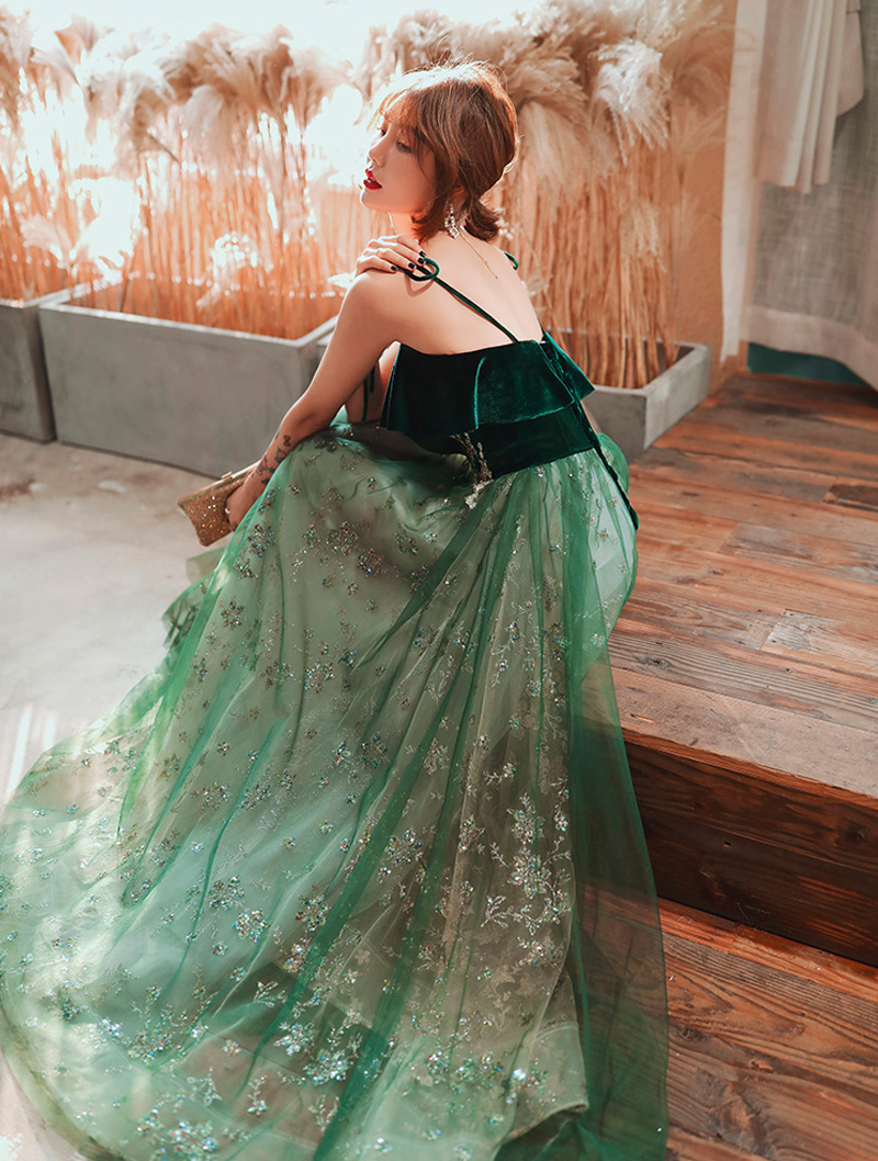 Green Fairy Dream Style Evening Party Prom Long Dress nv586