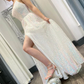Shiny Sequins Open Back Ivory Long Prom Dresses, Sparkly Ivory Formal Graduation Evening Dresses nv831