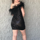 Black One Shoulder Sequins Short Homecoming Dress with Feathers  nv635