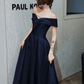 AMAZING EVENING DRESS A-LINE BATEAU NECK FLOOR-LENGTH SHORT SLEEVES LACE-UP PLEATED SATIN FABRIC EVENING DRESS nv616