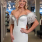 White Off-the-Shoulder Tassel Mermaid Prom Dress with Slit nv575