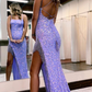 Sexy Spaghetti Straps Sleeveless Sequined Prom Formal Dress nv749
