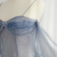 Blue Spaghetti Strap Tulle Long Prom Dress, A-Line Formal Dress nv595