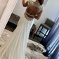 White Deep V-Neck Backless Prom Dress with Beading nv683