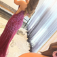 Sparkly Dark Purple Sequins Long Prom Dress with Slit nv716