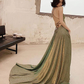 Unique backless long prom dress, green evening dress nv588