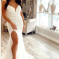 Mermaid White Appliques Long Formal Dress  nv752