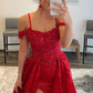 Red Sparkly Detachable Train Sequins Long Prom Dress with Slit nv643