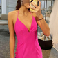 Beading Hot Pink Halter Prom Dress with Slit nv680