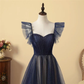 Navy Blue Sparkling Tulle A-Line Prom Dress nv612