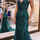 Sparkly Dark Green Mermaid Sequin Long Prom Dress nv670