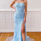 Pink Strapless Lace Long Prom Dress with Slit nv662