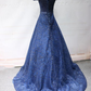 Shiny Off the Shoulder Navy Blue Long Prom Dresses, Off Shoulder Blue Formal Evening Dresses nv608