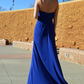 A-LINE SWEETHEART FLOOR LENGTH CHIFFON FRONT SLIT RHINESTONE PROM DRESS nv758