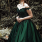 2023 Classic Satin Dark Green Off Shoulder Sweetheart Ball Dresses nv766