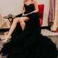 Red Beaded A-Line Tiered High Low Prom Homecoming Dress nv644