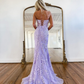 Cute Mermaid Sweetheart Lavender Lace Prom Dresses nv760