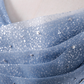 Blue Tulle Long A-Line Prom Dresses, Blue Spaghetti Strap Evening Dresses nv876