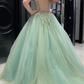 Sweetheart Neck Mint Green Lace Tulle Long Prom Dress, Mint Green Lace Formal Dress, Mint Green Evening Dress nv810