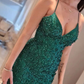 Hunter Green Floral Lace Lace-Up Back Mermaid Long Prom Gown nv856