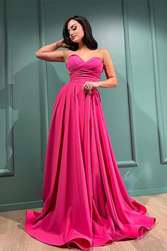 Fuchsia Long Prom Dress With Split Sweetheart nv974