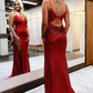 2023 Sheath/Column Sequins Spaghetti Straps Sleeveless Floor-Length Prom Dresses nv920