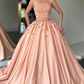 Ball Gown Strapless Lace Applique Floor-length Sleeveless Prom Dress nv172