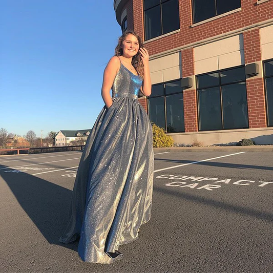 Bling Bling A Line Spaghetti Straps Long Prom/Evening Dress nv1004