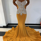 SPARKLE CRYSTAL SHEER TULLE PROM DRESSES SLEEVELESS ALLURING FIT AND FLARE EVENING GOWNSnv905