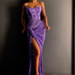 Spaghetti Long Mermaid Purple Sequin Prom Dresses, High Slit Prom Dresses, Long Prom Dresses nv281