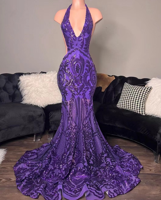 purple prom dresses, mermaid prom dresses, custom make evening dresses nv457