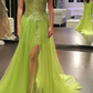 mint prom dresses Sheath Column Off-the-shoulder Asymmetrical Tulle Prom Dress Evening Dress  nv487