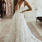 A-line Bohemian Wedding Dress With Lace Appliques Beach Bridal Gown nv194