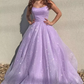 Purple tulle prom dress sparkly high school ball gown prom dress nv128